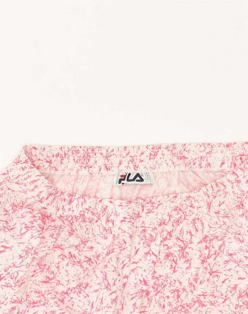 FILA Womens Crazy Pattern Mini Skirt IT 42 Medium W30 Pink Cotton | Vintage Fila | Thrift | Second-Hand Fila | Used Clothing | Messina Hembry 