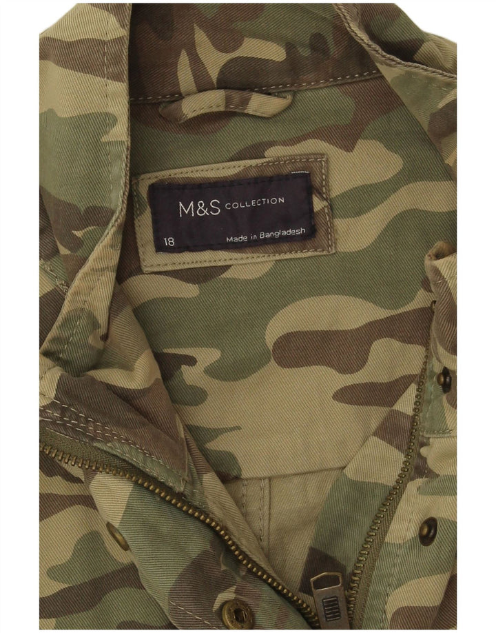 Marks & Spencer Womens Oversized Utility Jacket UK 18 XL Khaki Camouflage