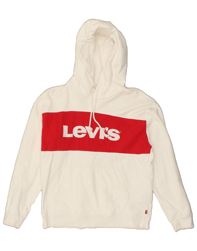 LEVI'S Mens Graphic Hoodie Jumper Small White Cotton | Vintage Levi's | Thrift | Second-Hand Levi's | Used Clothing | Messina Hembry 