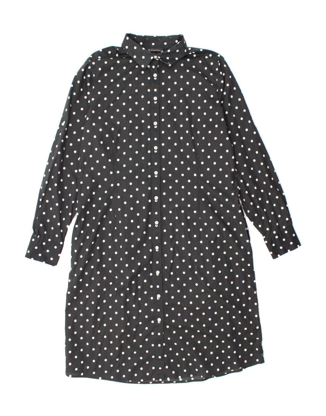 BROOKS BROTHERS Womens Long Sleeve Shirt Dress US 14 XL Black Polka Dot Vintage Brooks Brothers and Second-Hand Brooks Brothers from Messina Hembry 