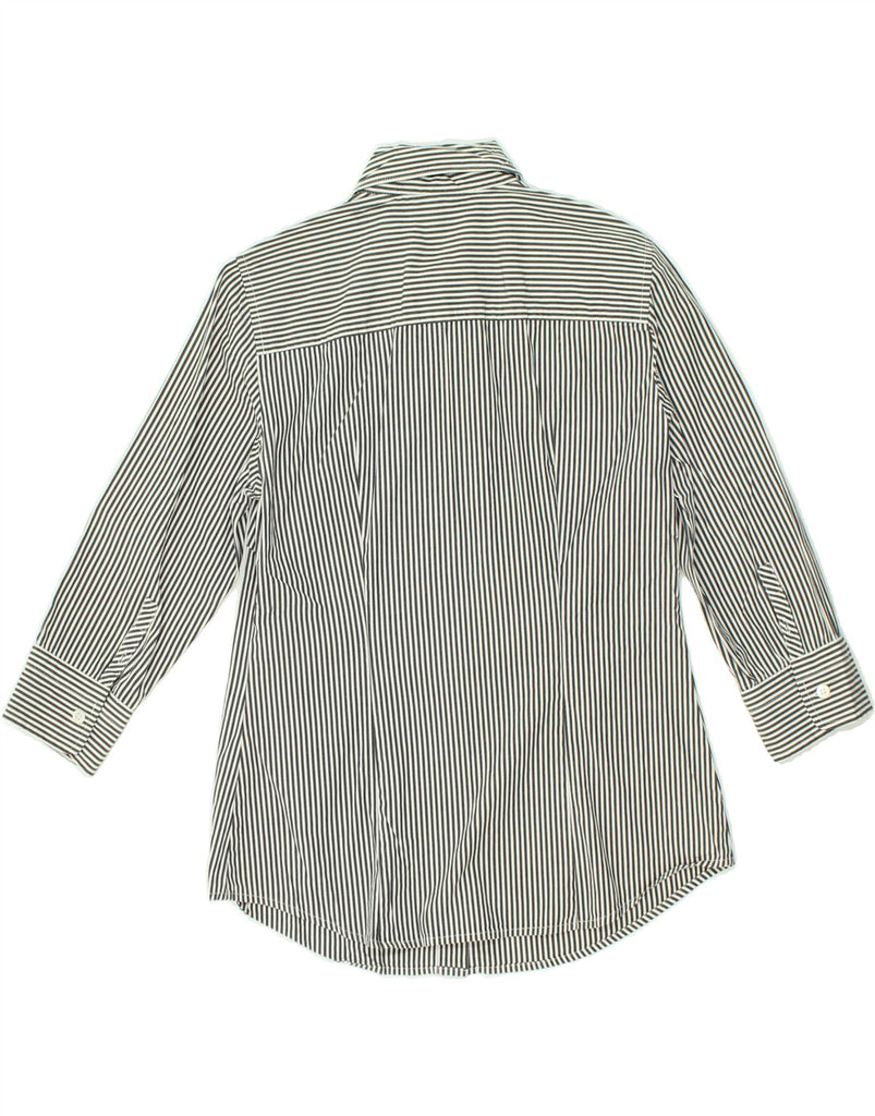 J. CREW Womens 3/4 Sleeve Shirt UK 10 Small Grey Pinstripe Cotton | Vintage J. Crew | Thrift | Second-Hand J. Crew | Used Clothing | Messina Hembry 