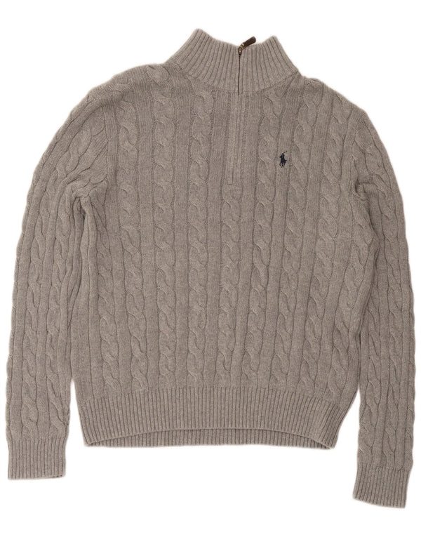 Polo Ralph Lauren Mens Zip Neck Jumper Sweater Large Grey Cotton