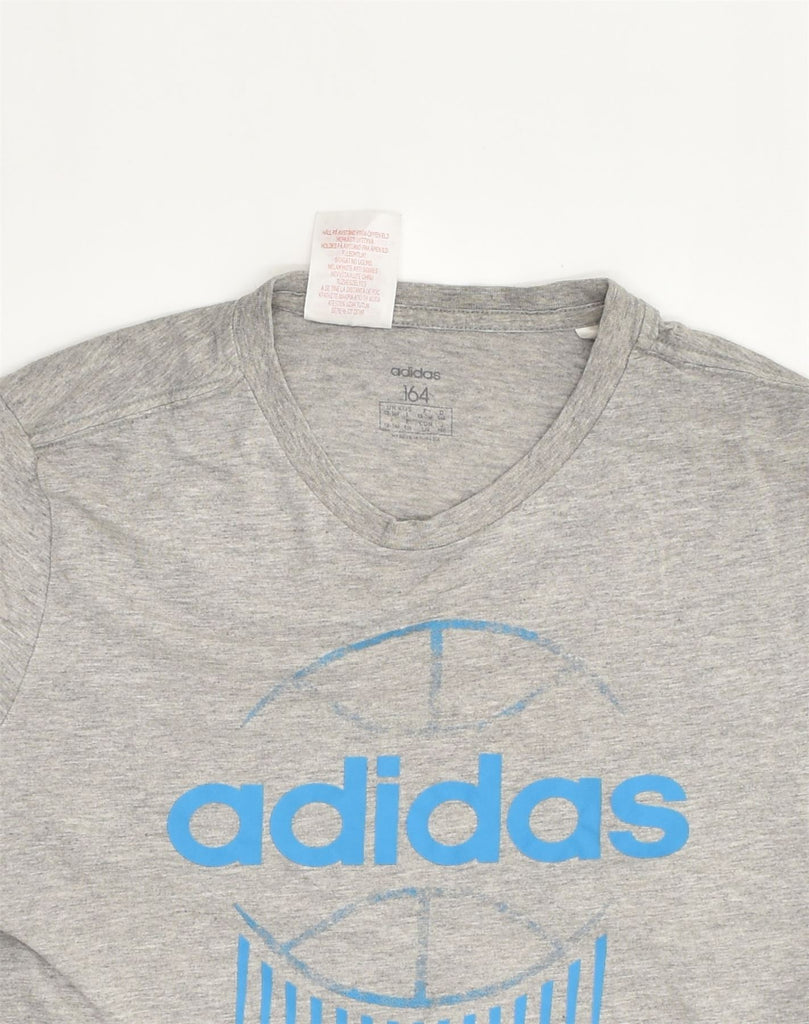 ADIDAS Boys Graphic T-Shirt Top 12-13 Years Large Grey Cotton | Vintage Adidas | Thrift | Second-Hand Adidas | Used Clothing | Messina Hembry 