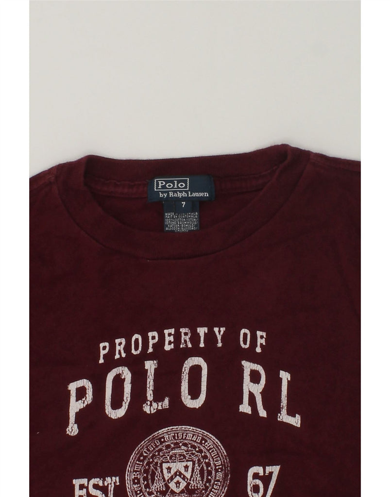 POLO RALPH LAUREN Boys Graphic T-Shirt Top 6-7 Years Burgundy Cotton | Vintage Polo Ralph Lauren | Thrift | Second-Hand Polo Ralph Lauren | Used Clothing | Messina Hembry 