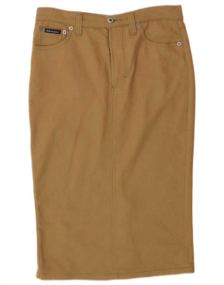 Dolce & Gabbana Womens Pencil Skirt IT 44 Medium W30  Beige Wool