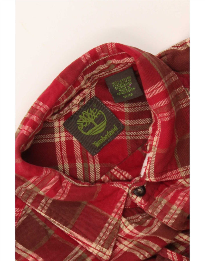 Timberland Womens Flannel Shirt UK 14 Medium Red Plaid Cotton