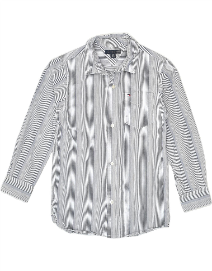 TOMMY HILFIGER Boys Shirt 6-7 Years Small  Grey Striped Cotton | Vintage Tommy Hilfiger | Thrift | Second-Hand Tommy Hilfiger | Used Clothing | Messina Hembry 