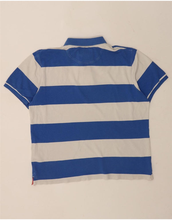 Hackett Mens Tailored Fit Polo Shirt 2XL Blue Striped Cotton