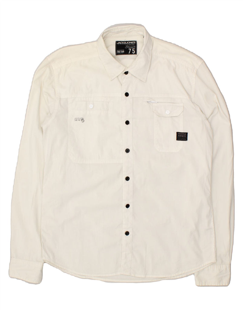 JACK & JONES Mens Shirt Large Off White Cotton | Vintage Jack & Jones | Thrift | Second-Hand Jack & Jones | Used Clothing | Messina Hembry 