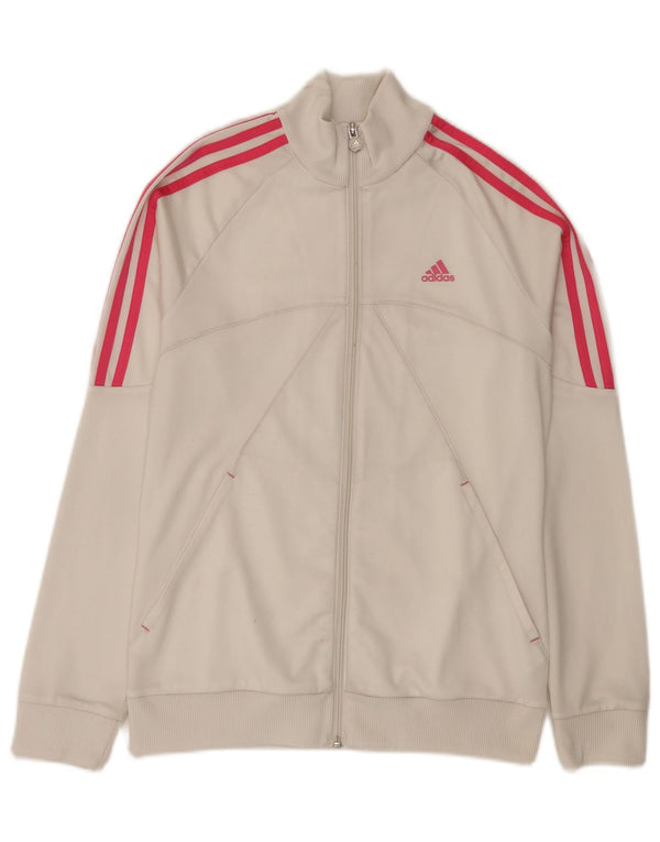 Adidas Girls Graphic Tracksuit Top Jacket 14-15 Years White Polyester