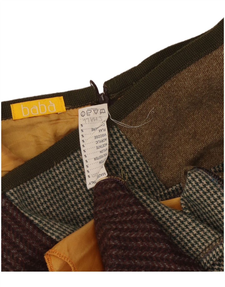 Baba Womens A-Line Skirt W26 Small  Multicoloured Patchwork Wool