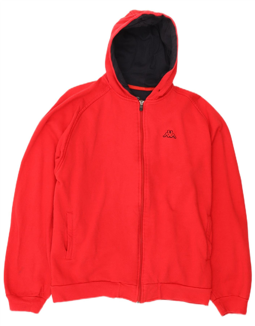 Kappa Mens Zip Hoodie Sweater Large Red Cotton
