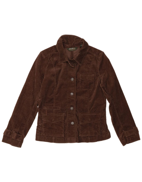 EDDIE BAUER Womens Corduroy Jacket UK 12 Medium Brown Cotton