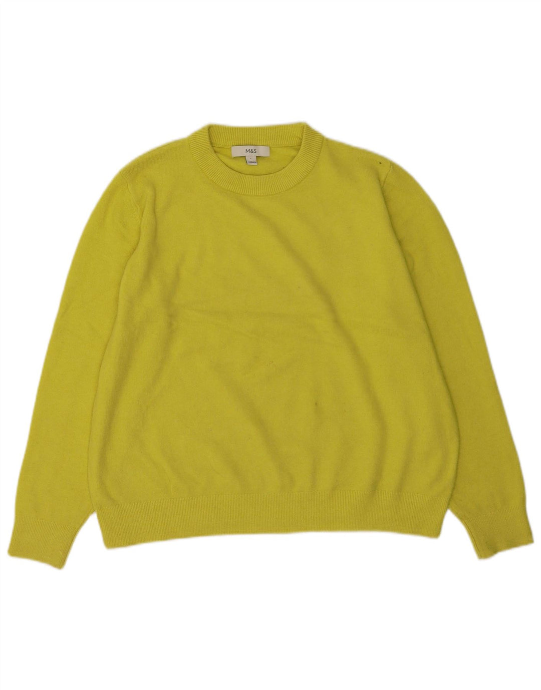 Marks & Spencer Womens Crew Neck Jumper Sweater UK 16 Large Yellow