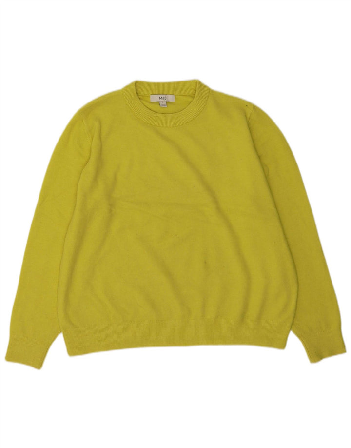 Marks & Spencer Womens Crew Neck Jumper Sweater UK 16 Large Yellow