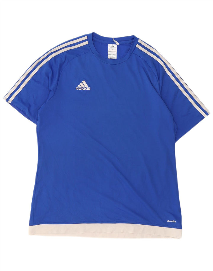 ADIDAS Mens Climalite T-Shirt Top Large Blue Colourblock Polyester