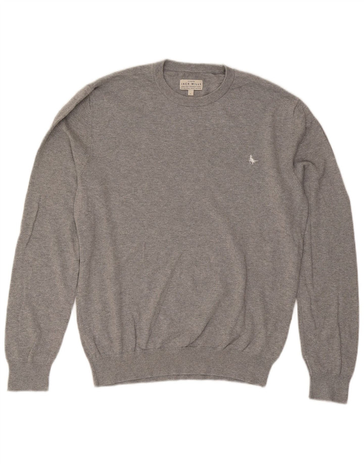 Jack Wills Mens Crew Neck Jumper Sweater Large Grey Cotton