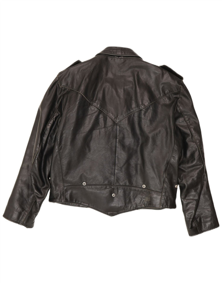 Vintage Mens Military Leather Jacket UK 42 XL Black