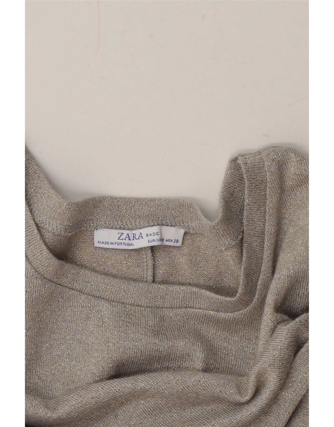 Zara Womens Crop Oversized Blouse Top UK 14 Medium Beige Flecked