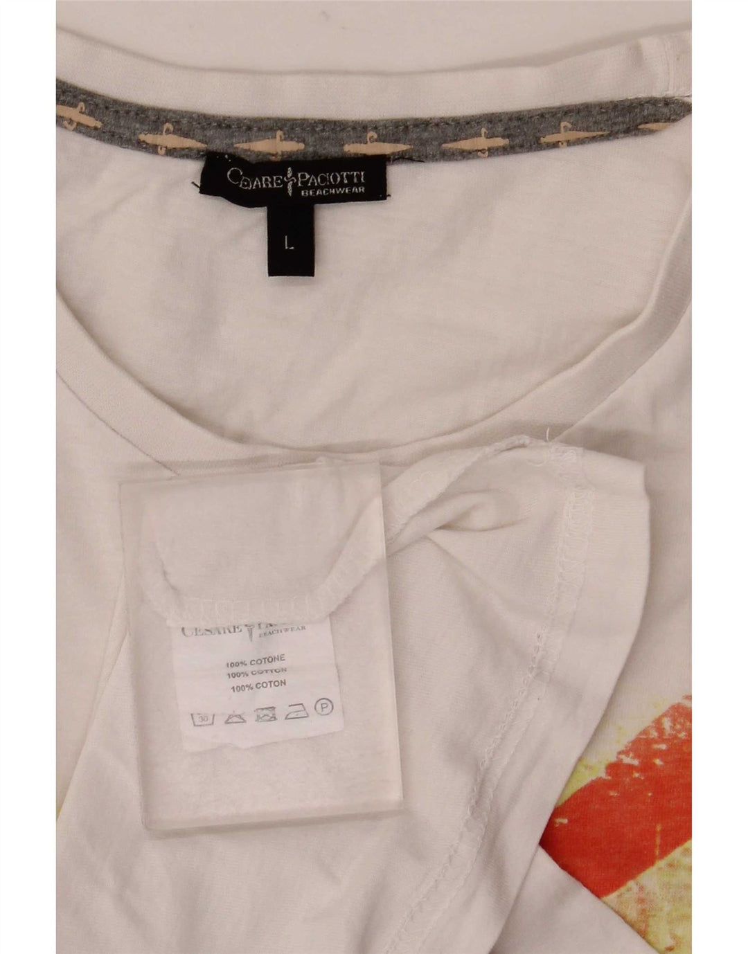 Cesare Paciotti Mens Graphic T-Shirt Top Large White Cotton