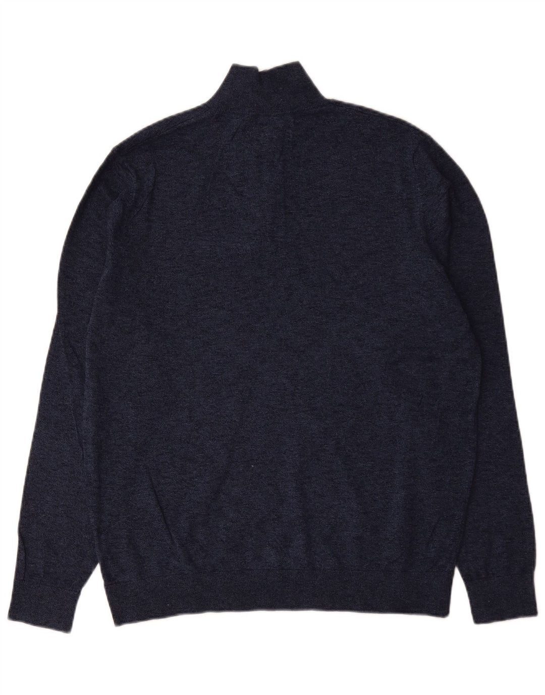 Marks & Spencer Mens Zip Neck Jumper Sweater Large Navy Blue Flecked Cotton