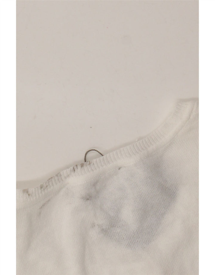 Oasis Womens Crop Bolero Jumper UK 12 Medium White Cotton