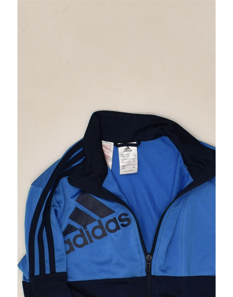 ADIDAS Boys Graphic Tracksuit Top Jacket 11-12 Years Navy Blue Colourblock | Vintage Adidas | Thrift | Second-Hand Adidas | Used Clothing | Messina Hembry 