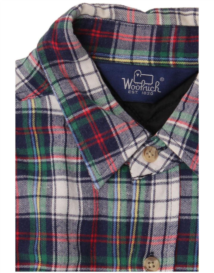 WOOLRICH Mens Flannel Shirt Large Navy Blue Check