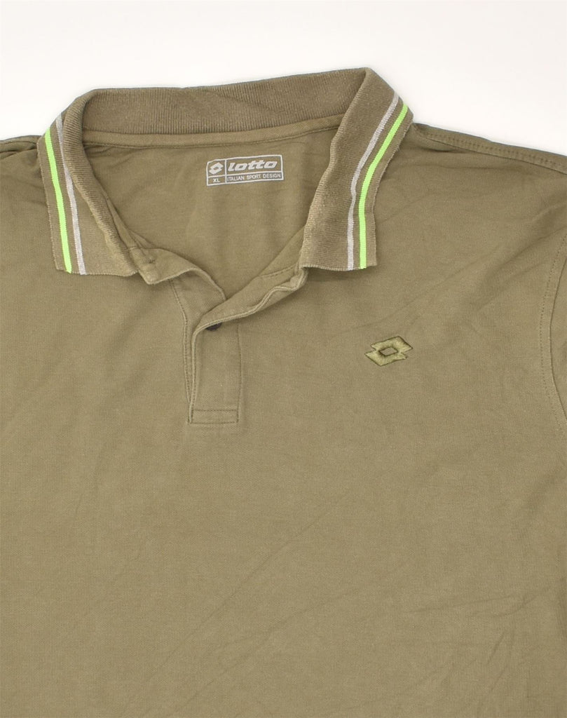 LOTTO Mens Polo Shirt XL Khaki Cotton | Vintage Lotto | Thrift | Second-Hand Lotto | Used Clothing | Messina Hembry 