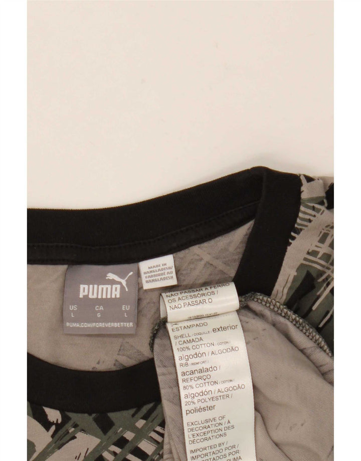 Puma Mens Abstract Pattern Graphic T-Shirt Top Large Black Cotton