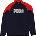 PUMA Boys Graphic Tracksuit Top Jacket 15-16 Years Navy Blue Colourblock Vintage Puma and Second-Hand Puma from Messina Hembry 