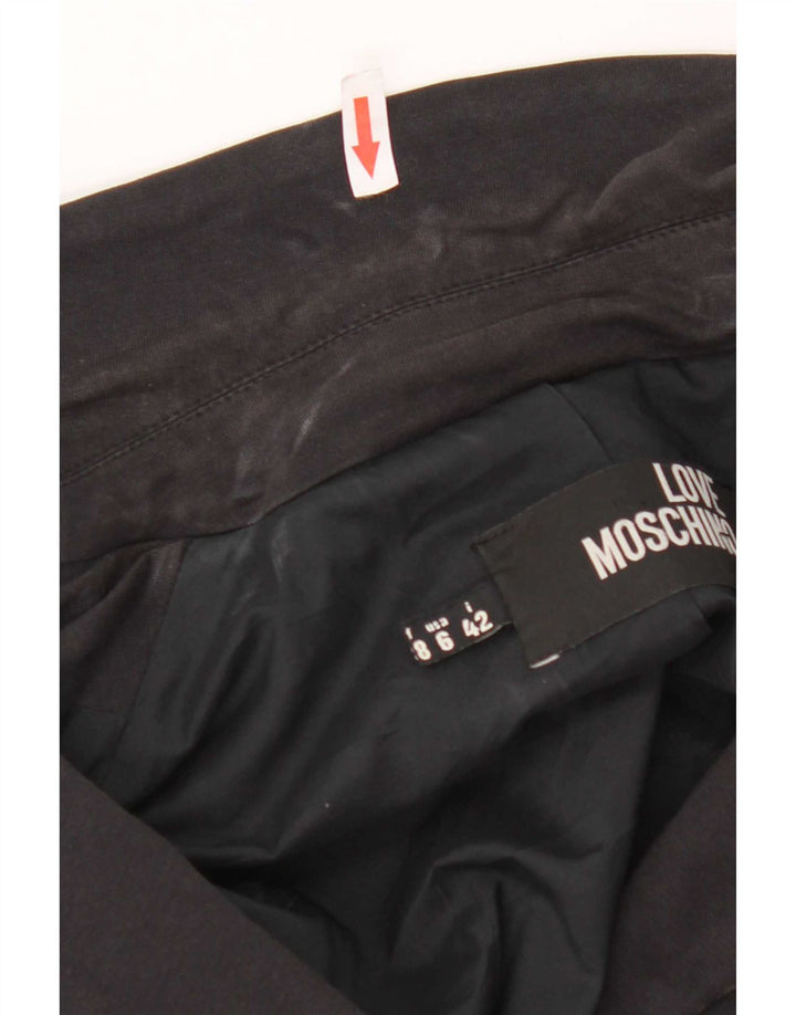 Moschino Womens Crop Graphic 3 Button Blazer Jacket UK 10 Small Black