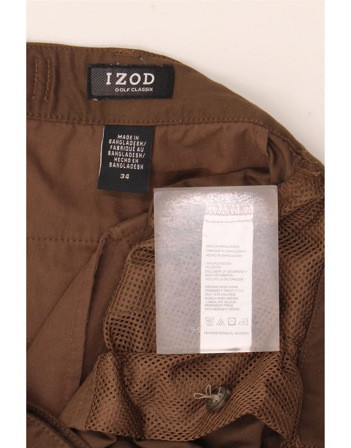 IZOD Mens Pegged Chino Shorts W34 Large Brown Polyester