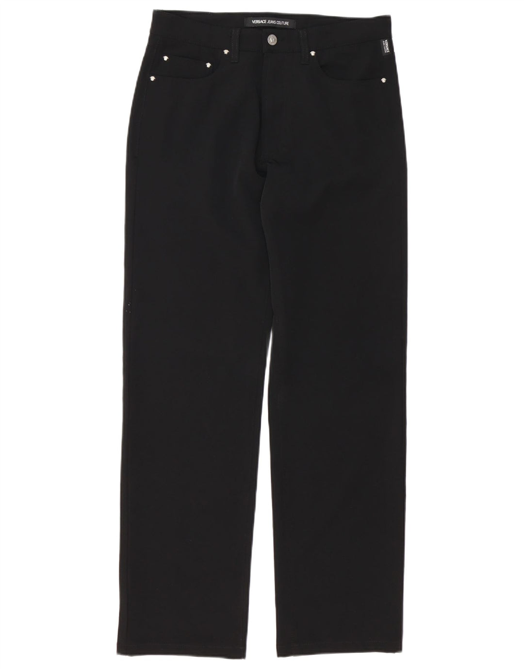 VERSACE Mens Straight Casual Trousers IT 46 Small W32 L30 Black Polyester