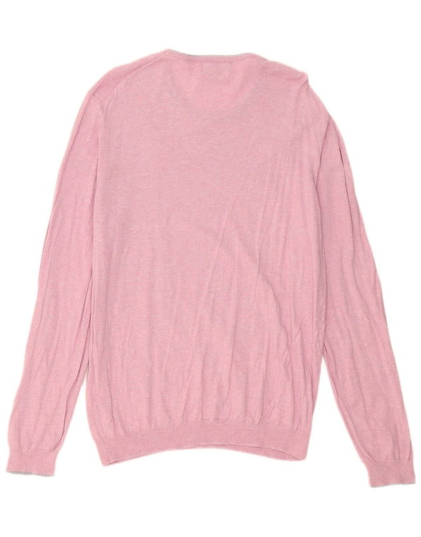Marks & Spencer Mens Blue Harbour Boat Neck Jumper Sweater XL Pink Cotton