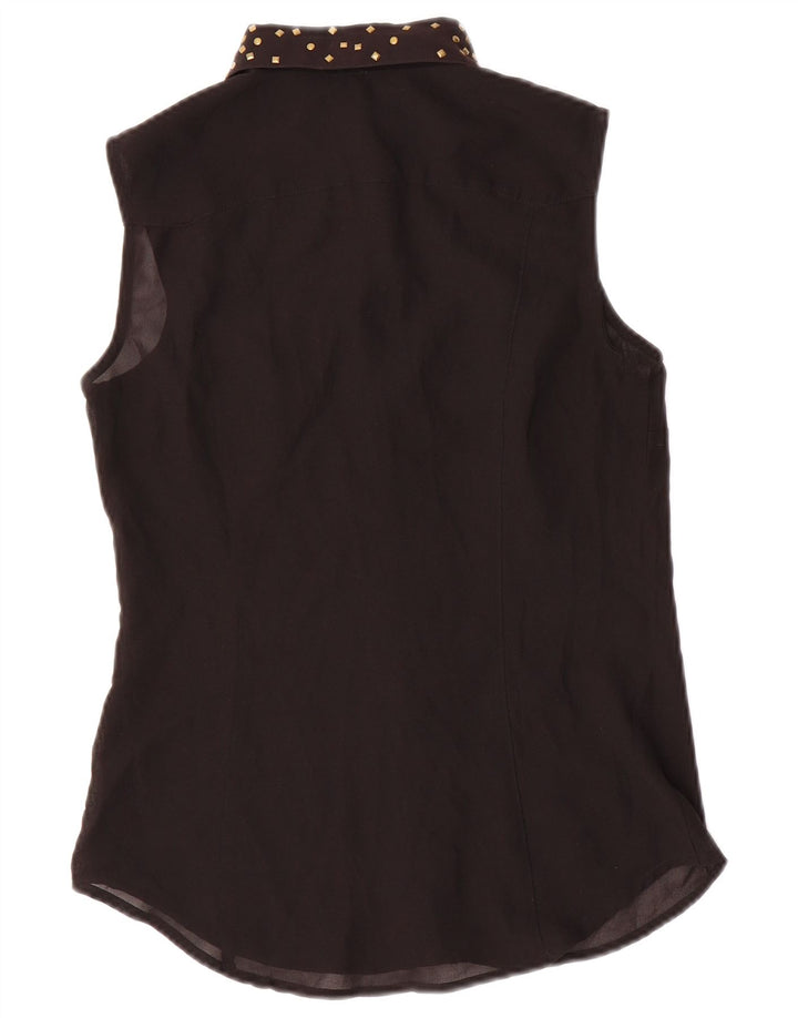 Benetton Womens Sleeveless Shirt Blouse UK 10 Small Black