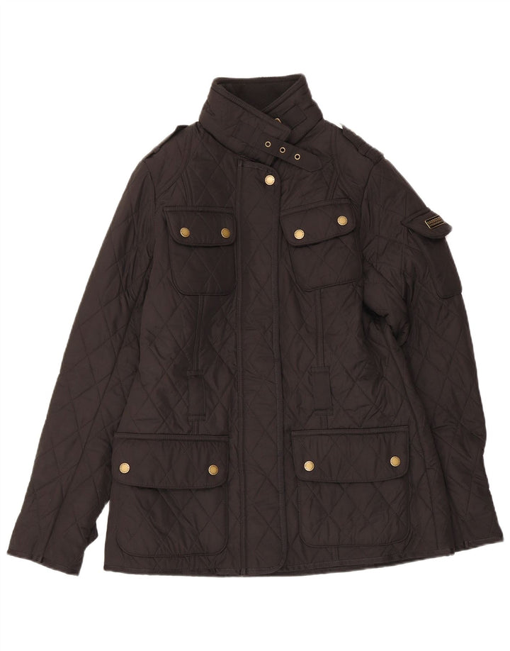 Barbour Womens Military Quilted Jacket UK 10 Small Black Polyester
