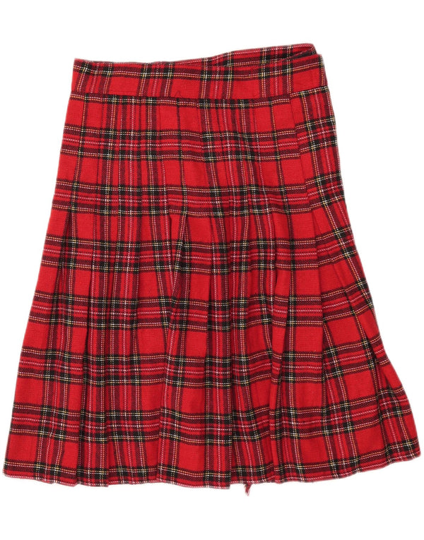Queen Of Darkness Womens Pleated Wrap Skirt W32 Large Red Plaid
