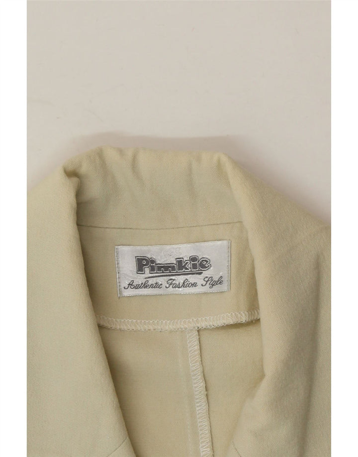 PIMKIE Womens Short Sleeve 5 Button Blazer Jacket IT 44 Medium Beige Vintage Pimkie and Second-Hand Pimkie from Messina Hembry 