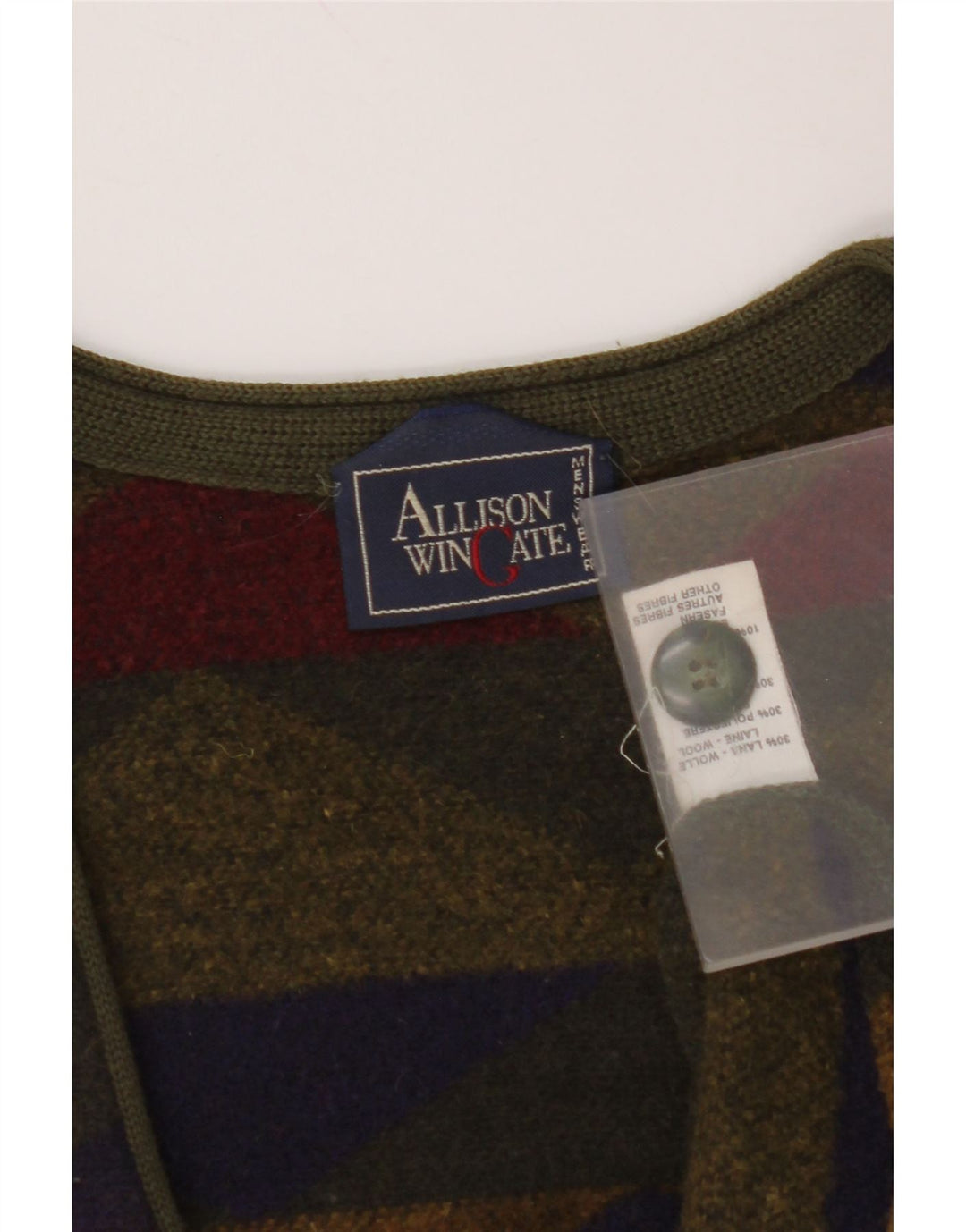 ALLISON WINGATE Mens Cardigan Sweater Large Multicoloured Fair Isle
