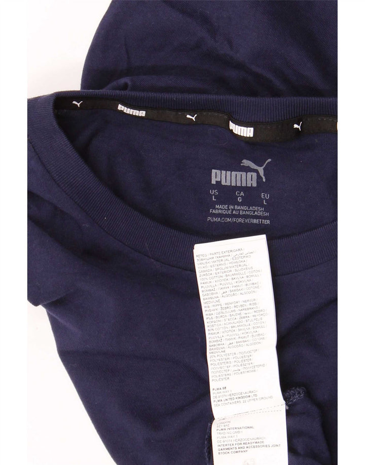 Puma Mens T-Shirt Top Large Navy Blue Cotton