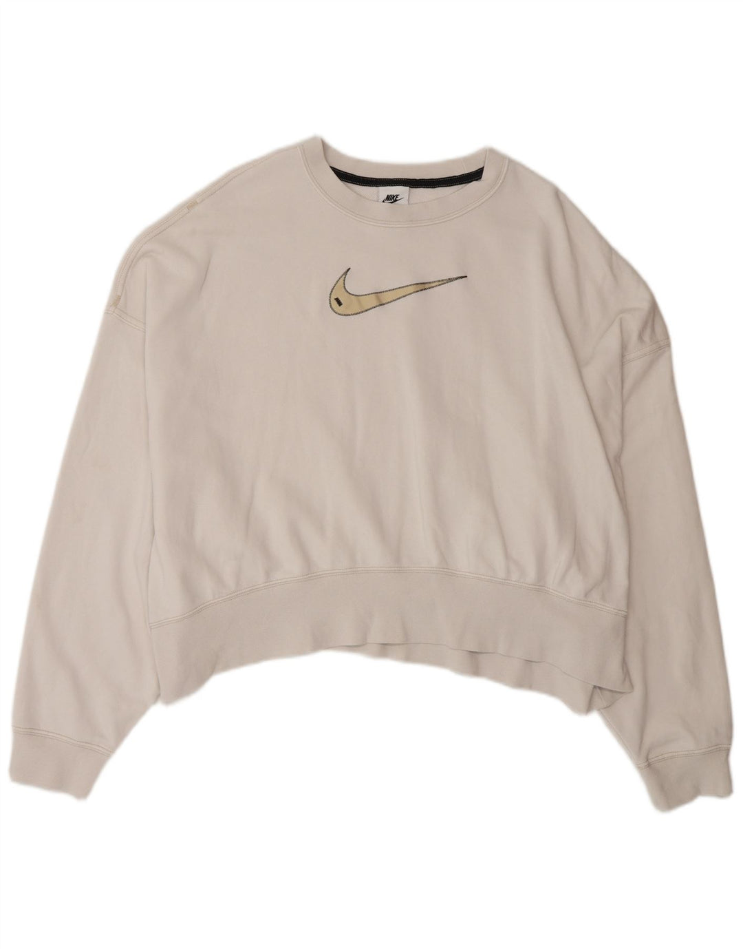 NIKE Womens Oversized Crop Graphic Sweatshirt Jumper UK 16 Large White