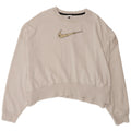 NIKE Womens Oversized Crop Graphic Sweatshirt Jumper UK 16 Large White