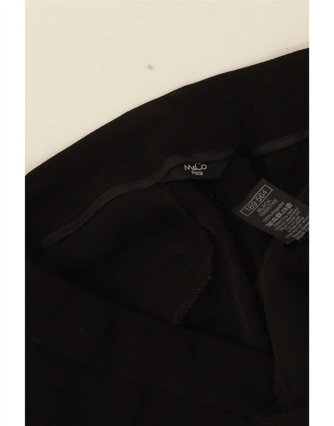 M&Co Womens Slim Chino Trousers UK 12 Medium W32 L25 Black Polyester
