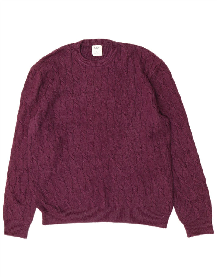 Marks & Spencer Mens Crew Neck Jumper Sweater XL Purple Polyamide