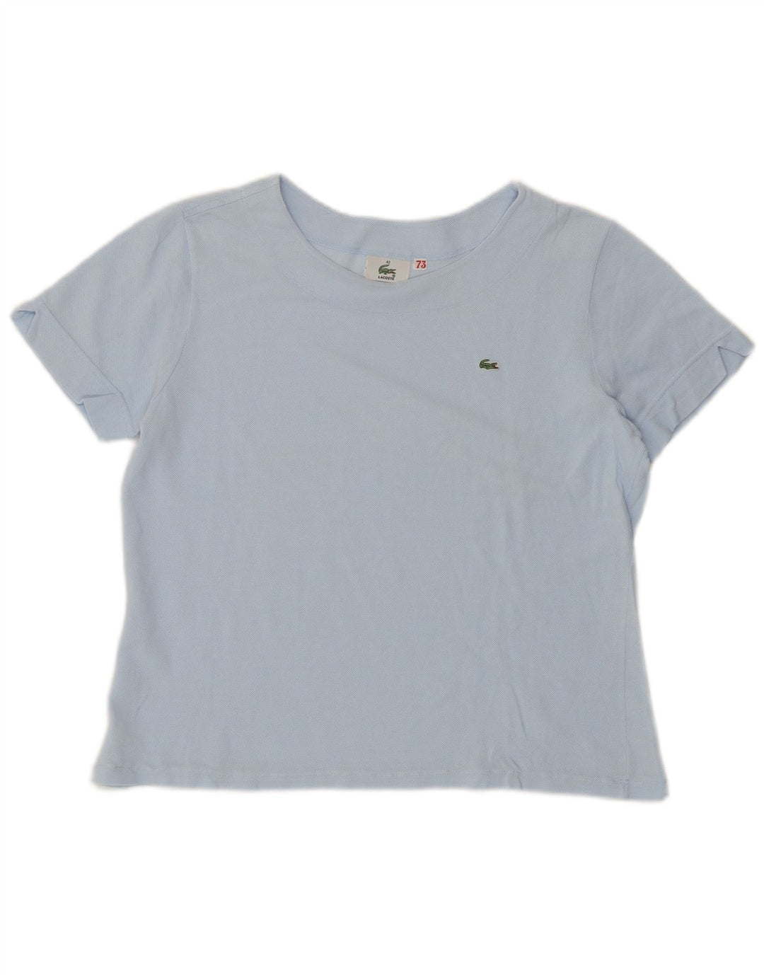 Lacoste Womens Crop T-Shirt Top Size 42 Large Blue Cotton