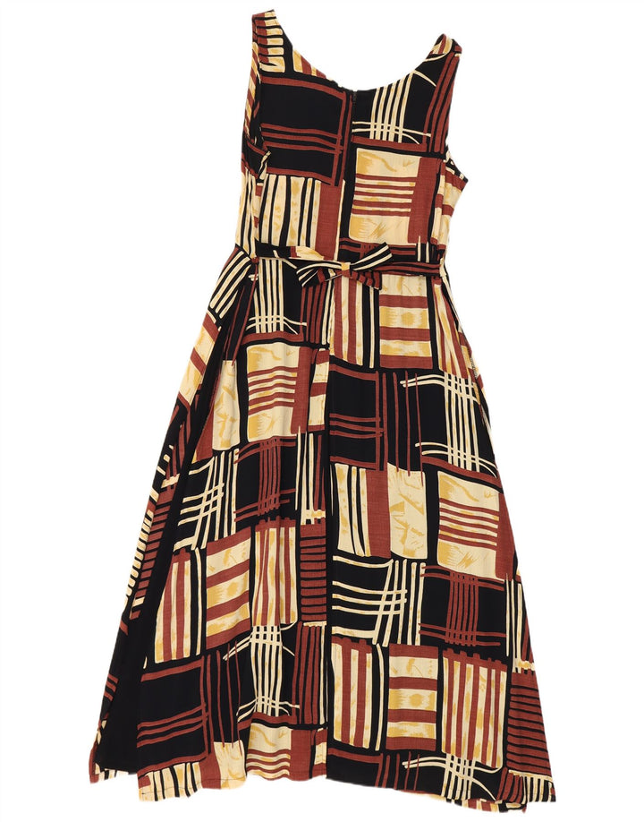 No Problem Womens Sleeveless A-Line Dress UK 18 XL Brown Patchwork Viscose