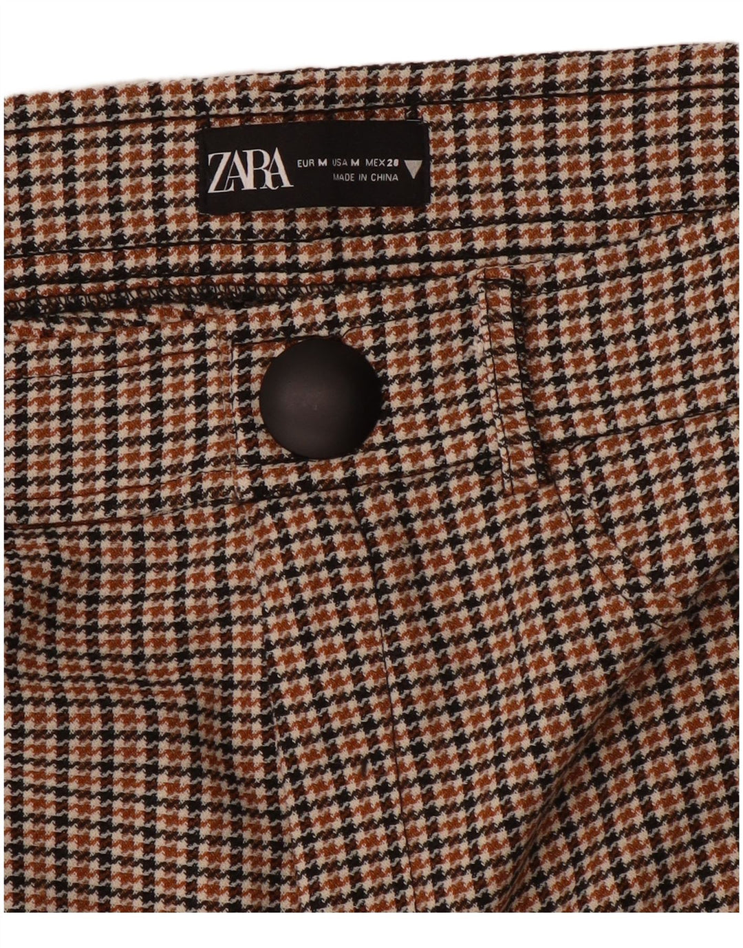 Zara Womens Slim Casual Trousers Medium W28 L28 Brown Houndstooth