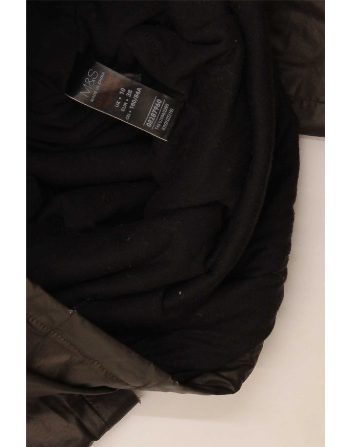 Marks & Spencer Womens Hooded Parka Jacket UK 10 Small Brown Polyamide