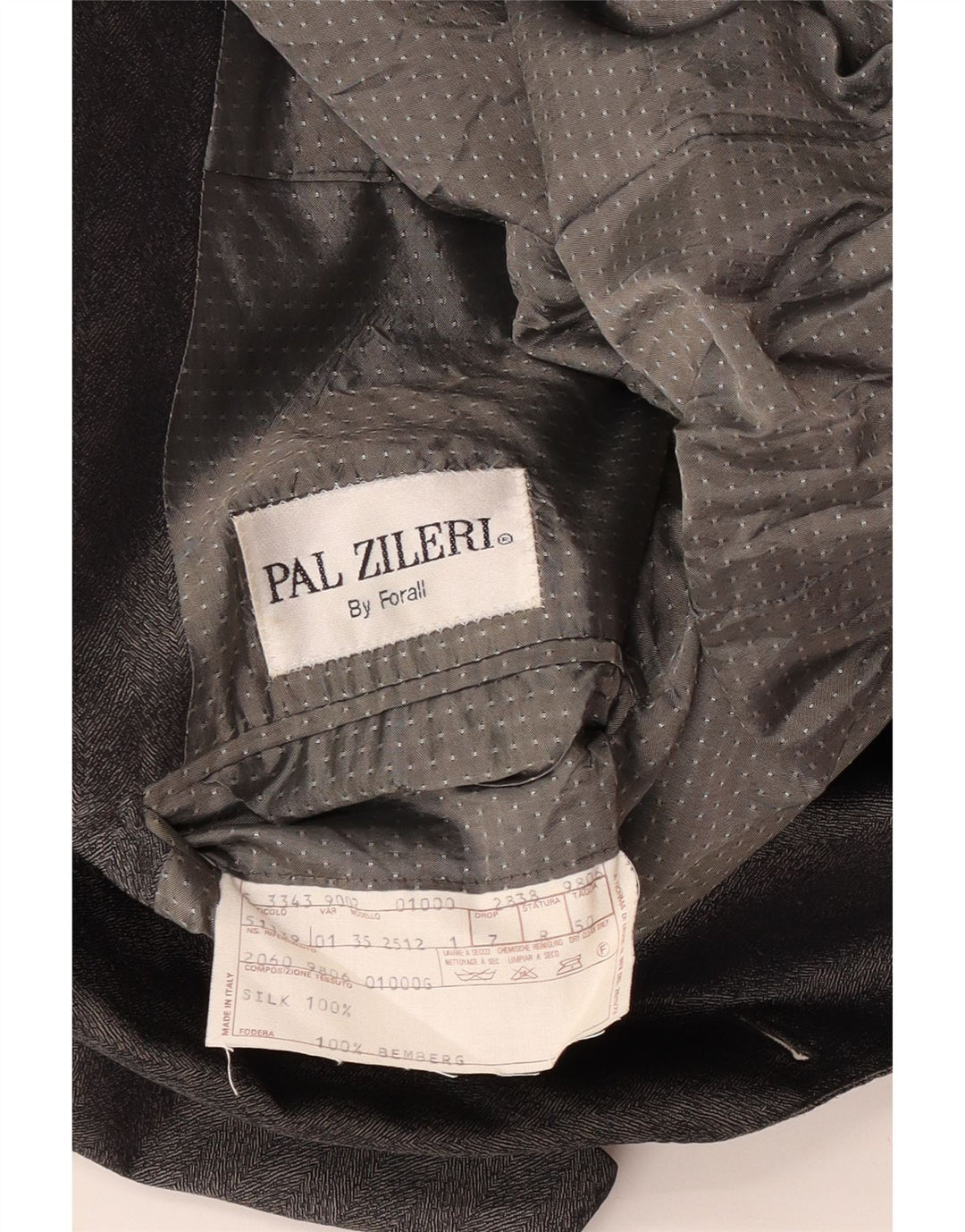 Pal Zileri Mens Double Breasted Blazer Jacket IT 50 Large Grey Chevron Silk